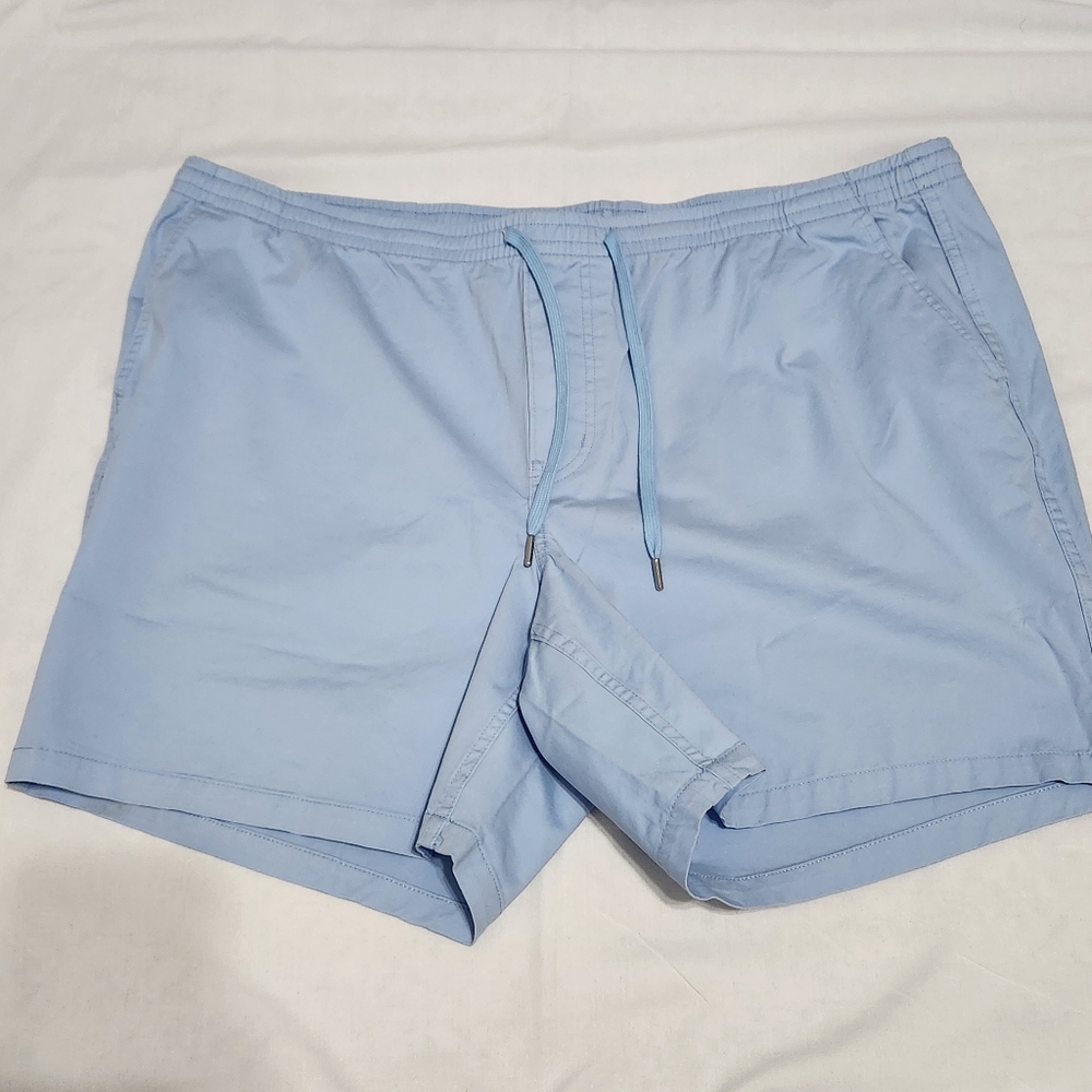 Lands' End Men's Light Blue Athletic Shorts Cotton Drawstring Waist XXL 44-46